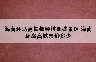 海南环岛高铁都经过哪些景区 海南环岛高铁票价多少